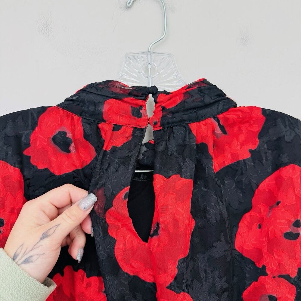 Vici Red and Black Floral Midi Dress - Picture 7 of 8